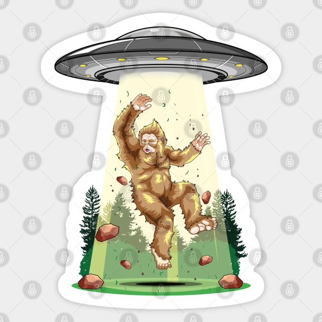 Cosmic Encounter:  Bigfoot Alien Abduction Sticker by GoshWow®